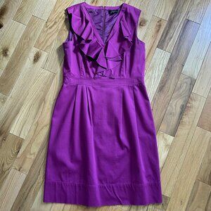 Purple Flutter Ruffle Neckline Tahiri Dress